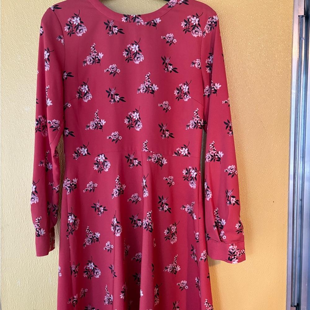 LOFT Long Sleeve Dress in Floral Orange